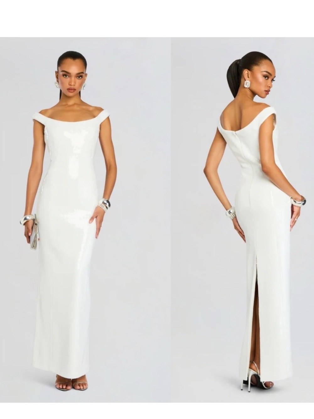 Retrofete Jazmina White Sequin Maxi Dress Bridal $898 size XS NWT